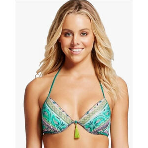 Shade & Shore Women's Shore Halter Bikini Top Paisley Boho Size 34D Top Only